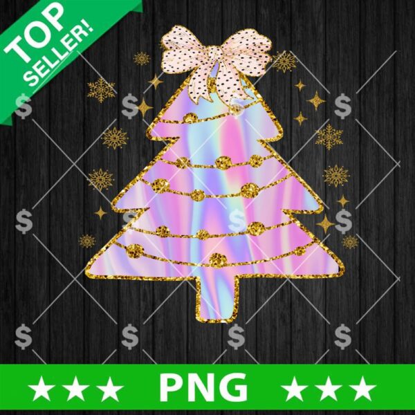 Iridescent Christmas Tree Bow PNG