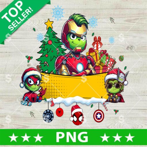 Iron Man Superhero Grinch Name Frame PNG