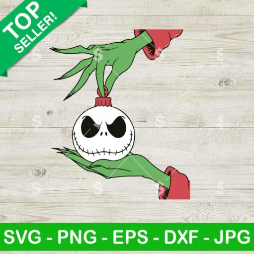 Grinch Hand And Jack Skellington Ornament SVG