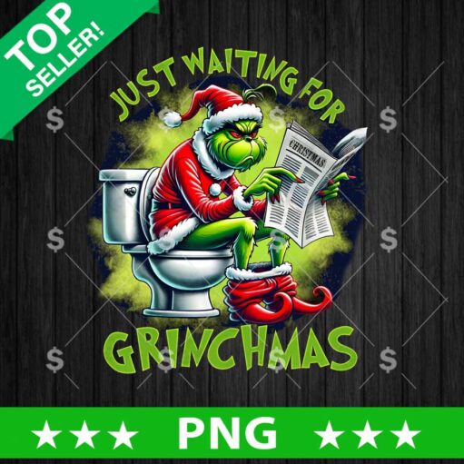 Just Waiting For Christmas Grinch Toilet PNG