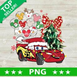 Lightning McQueen Car Coquette Glitter Christmas Tree PNG