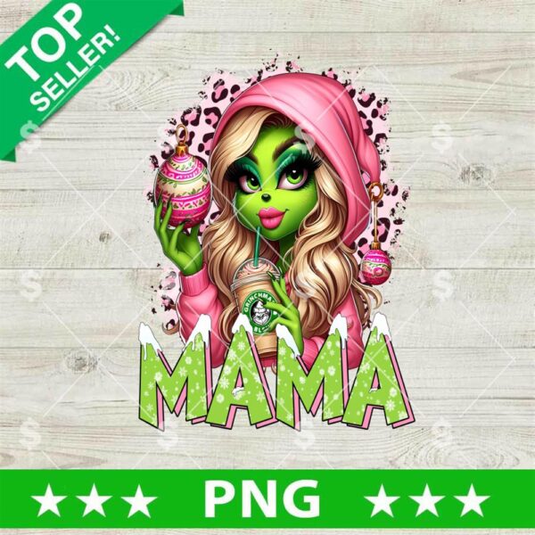 Mama Grinch PNG, Leopard Mama Grinch And Christmas Ball PNG, Mama Christmas Grinch Sublimation PNG