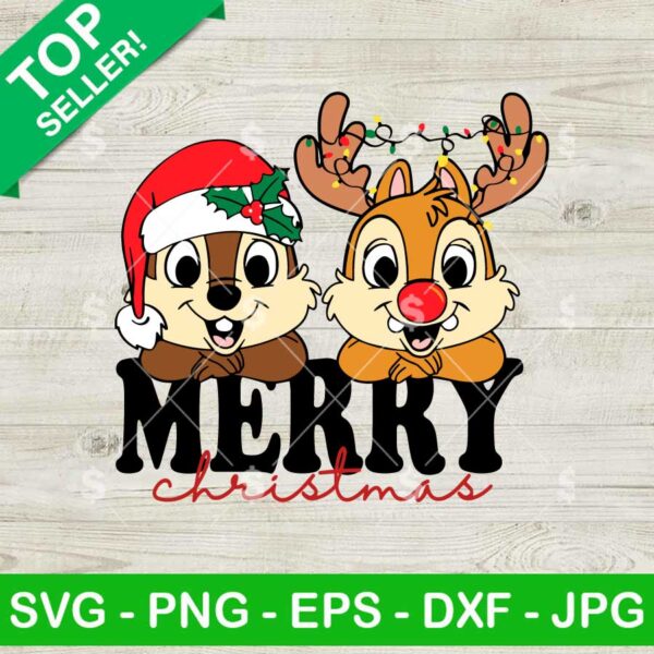 Merry Christmas Double Trouble SVG, Disney Couples Chip And Dale Double Trouble, Christmas Couples Matching SVG