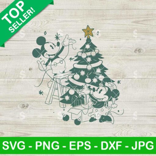 Merry Christmas Mouse With Tree SVG