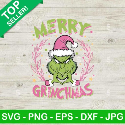 Merry Grinchmas Heart Hand SVG