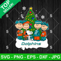 Miami Dolphins The Peanuts Christmas Tree SVG, Snoopy Friends Football Christmas SVG, Snoopy Christmas Tree NFL Fans SVG
