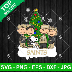 New Orleans Saints The Peanuts Christmas SVG, Snoopy Friends Football Christmas Tree SVG, Peanuts Christmas Tree NFL Fans SVG