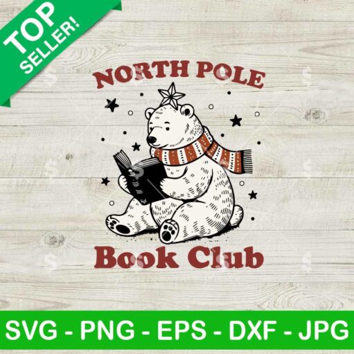 Cute Bear North Pole Book Club SVG