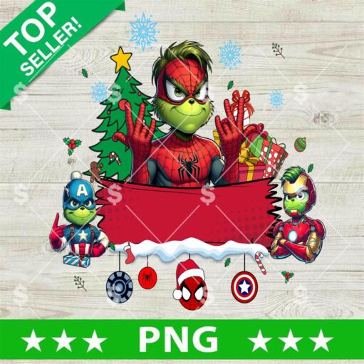 Personalized Grinch Superhero Christmas PNG