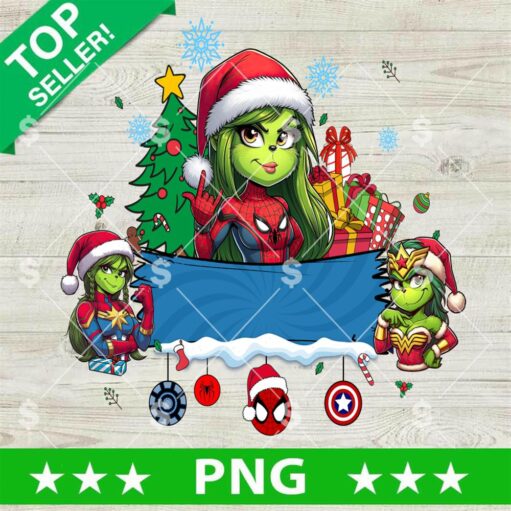 Personalized Santa Grinch Superhero Christmas PNG