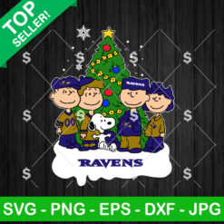 Snoopy Christmas Tree Baltimore Ravens Football SVG