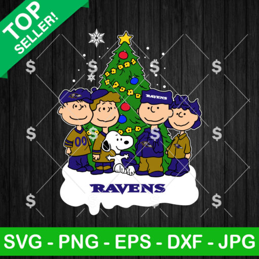 Snoopy Christmas Tree Baltimore Ravens Football SVG