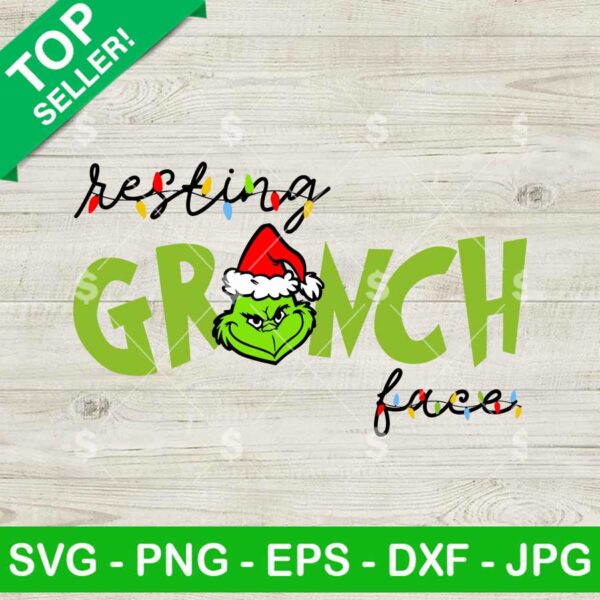 Resting Grinch Face Christmas SVG