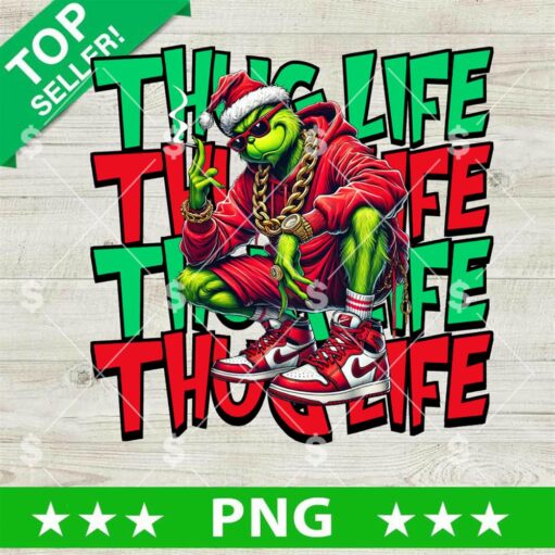 Retro Grinch Thug Life PNG