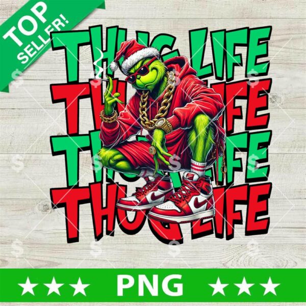 Retro Grinch Thug Life PNG