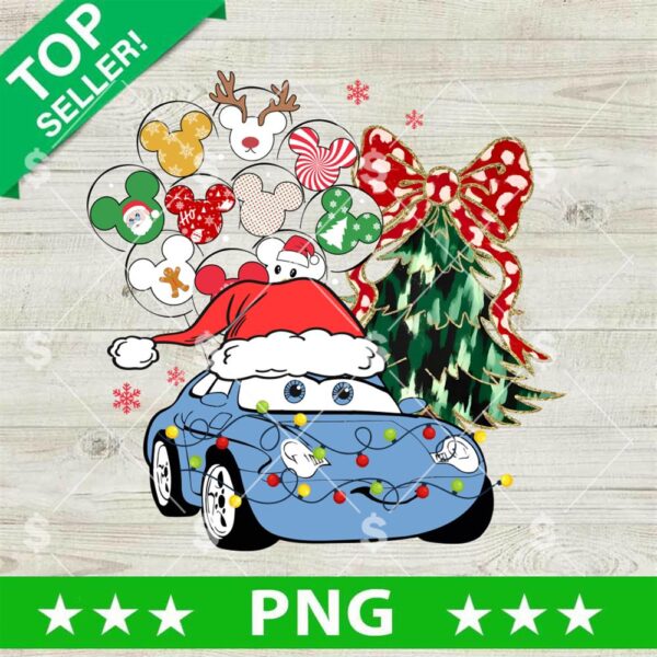 Sally Carrera Car Coquette Glitter Christmas PNG, Lightning McQueen Christmas PNG, Disney Cars PNG