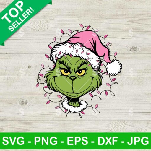 Santa Grinch Face Christmas Light SVG