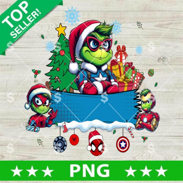 Santa Grinch Superheroes Costume Name Frame PNG