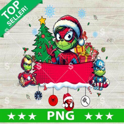 Santa Spiderman Grinch Christmas Costume Name PNG