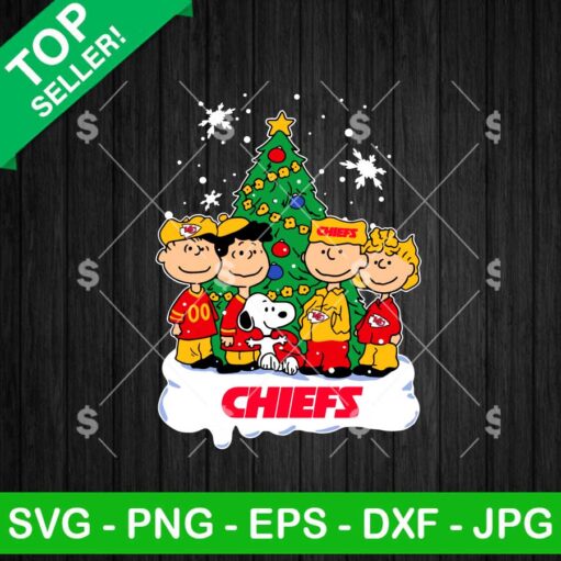 Snoopy The Peanuts KC Chiefs Christmas Tree SVG