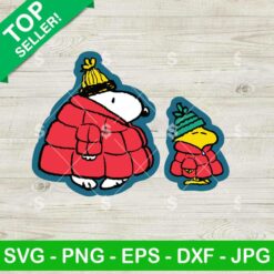 Snoopy and Woodstock Puffer Jacket SVG, Snoopy Christmas SVG, Cute Winter Snoopy SVG
