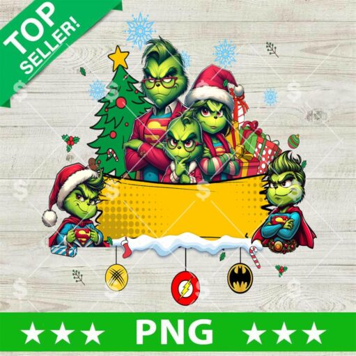 Superhero Grinch Family Christmas PNG