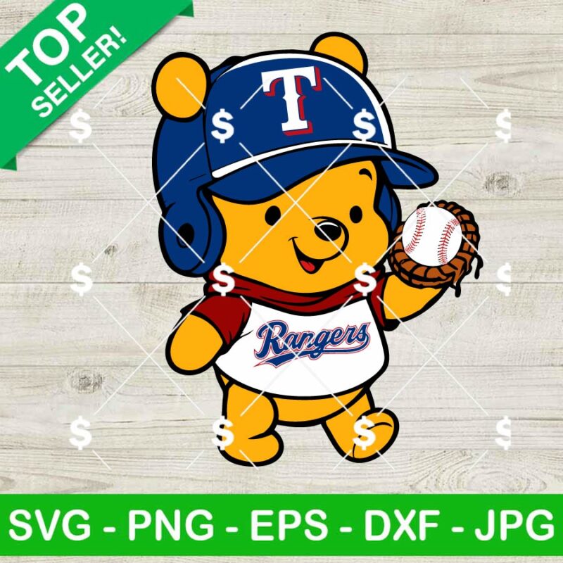 Texas Rangers Winnie The Pooh Baseball SVG, Disney Pooh Bear MLB Team SVG