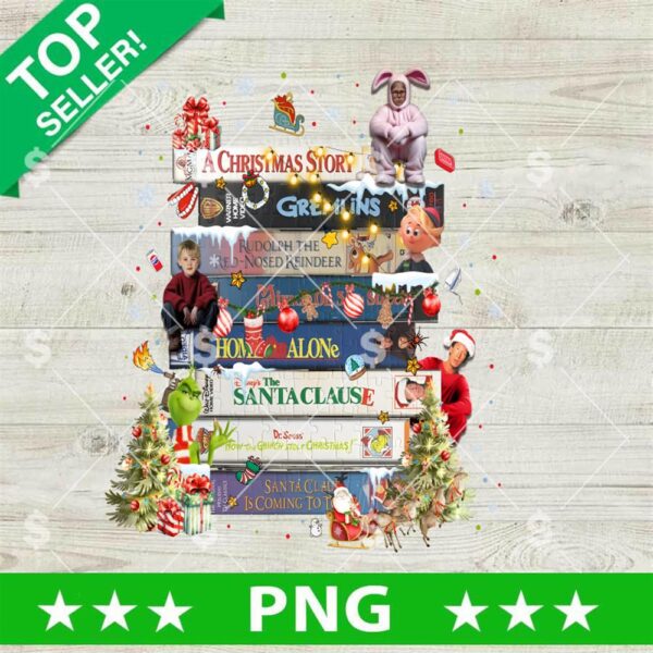 VHS Christmas Movie PNG, 90s Style Christmas VHS Tapes PNG, Merry Christmas Movies VHS PNG