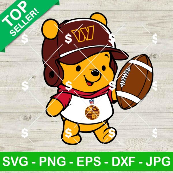 Washington Commanders Winnie The Pooh SVG, Baby Winnie The Pooh NFL SVG, Commanders Disney Pooh Bear Football Fan SVG
