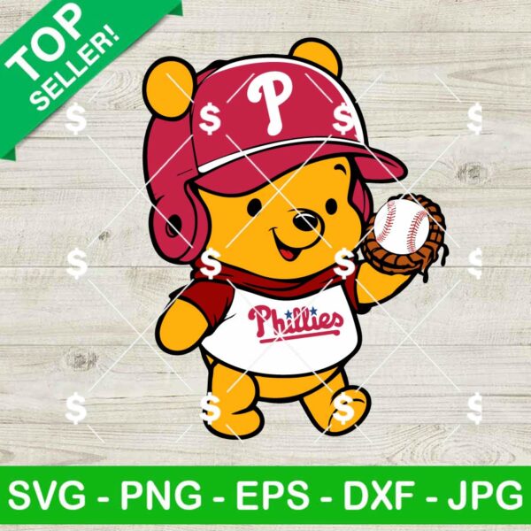 Winnie The Pooh Philadelphia Phillies SVG, Disney Pooh Bear Baseball Team SVG