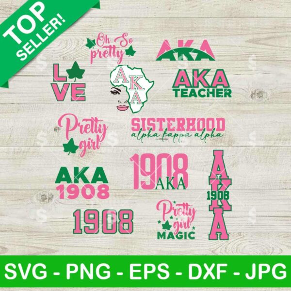 AkA 1908 Pretty Girl Bundle SVG, 1908 Alpha Kappa Alpha SVG, Alpha Kappa Alpha Sorority SVG PNG
