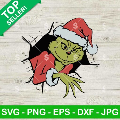 Grinch Peeking Wall SVG