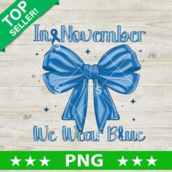 In November We Wear Blue Coquette Bow PNG