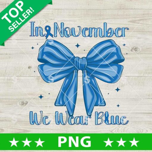 In November We Wear Blue Coquette Bow PNG