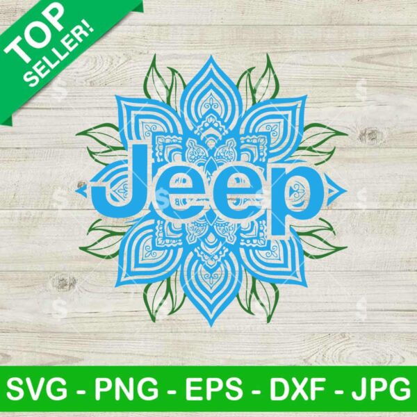 Jeep Manalda Flower SVG, Jeep Car SVG, Mandala Jeep Logo SVG PNG