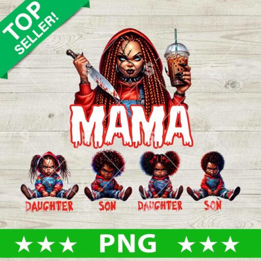 Black Woman Chucky Mama And Son PNG