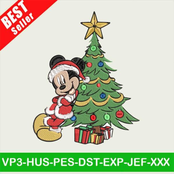 Mickey Christmas Tree Embroidery Designs