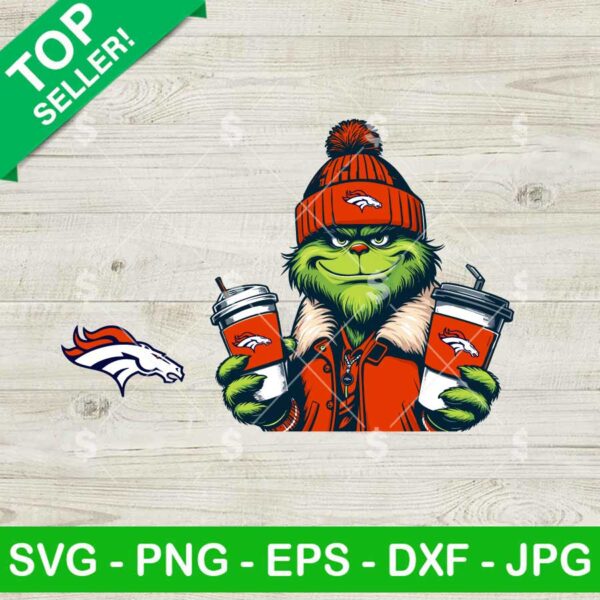 Grinch Coffee Denver Broncos SVG Bundle, Grinch Jacket NFL Football SVG, Grinchmas Football Team SVG