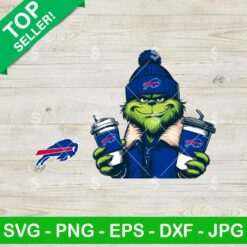 Grinch Wears Buffalo Bills Jacket SVG, Grinch Coffee NFL Football SVG, Grinchmas Football Team SVG
