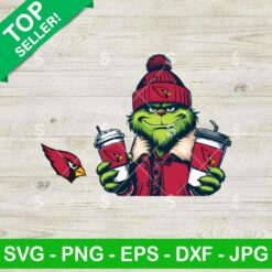 Grinch Wears Arizona Cardinals Jacket SVG, Grinch Coffee NFL Football SVG, Grinchmas Football SVG