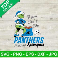 Grinch Carolina Panthers Merry Kissmyass SVG, Grinch Santa Football SVG, Merry Kissmyass Grinch SVG