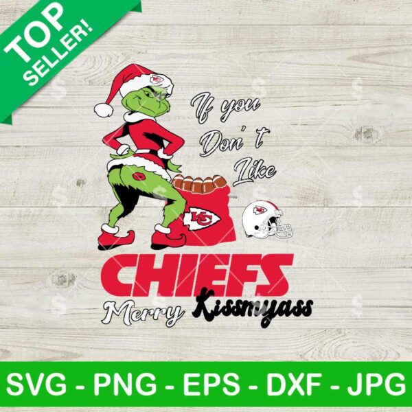 Grinch KC Chiefs Merry Kissmyass SVG, Grinch Santa Football SVG, Merry Kissmyass Grinch SVG