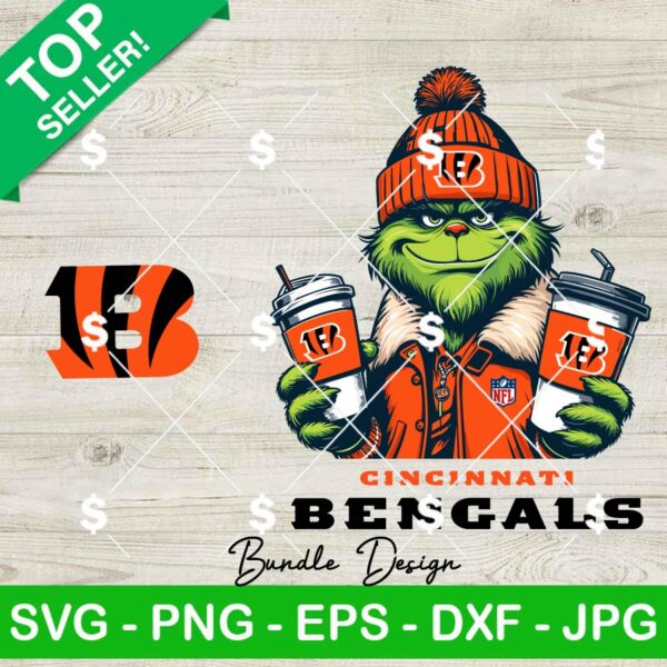 Cincinnati Bengals Grinchmas Coffee SVG Bundle, Grinch Coffee NFL Football SVG, Grinchmas Cincinnati Bengals Football SVG