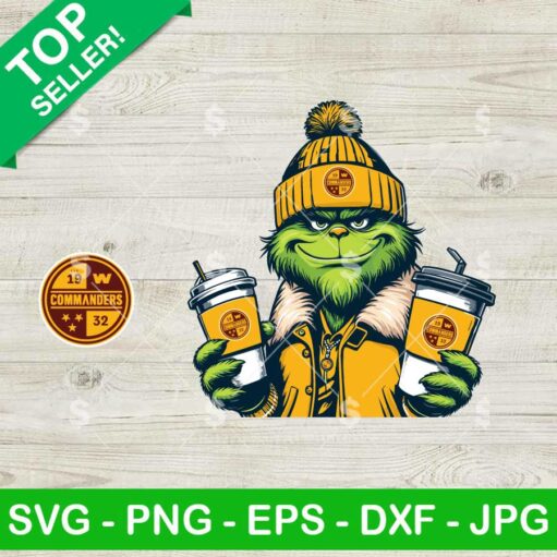 Grinch Wearing Washington Commanders Jacket SVG