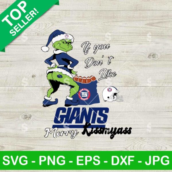 New York Giants Grinch Merry Kissmyass SVG, Grinch Football SVG, Grinch NFL Christmas SVG