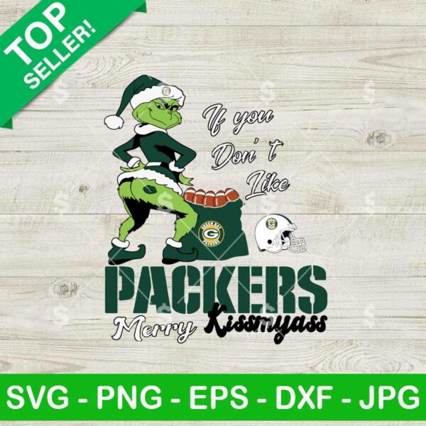 Green Bay Packers Grinch Merry Kissmyass SVG, Grinch Football SVG, Grinch NFL Christmas SVG
