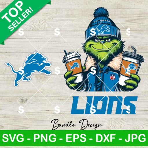 Grinch Detroit Lions Jacket And Coffee SVG