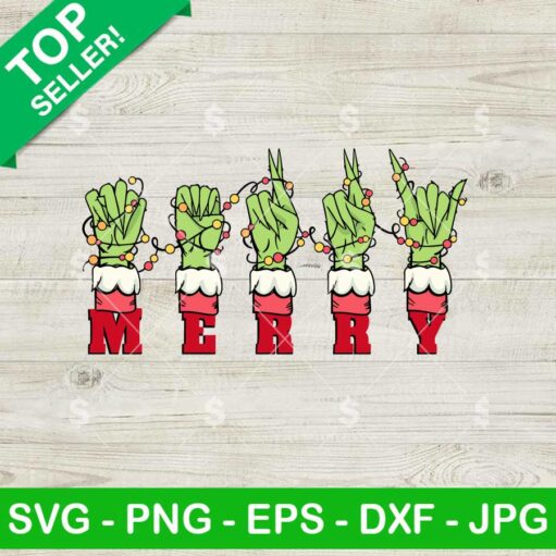 Grinch Santa Rock Hand Sign SVG