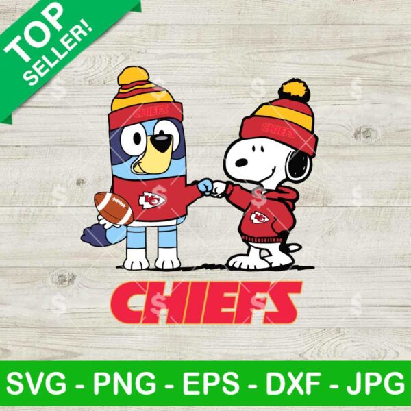 Kansas City Chiefs Snoopy And Bluey Fist Bump SVG