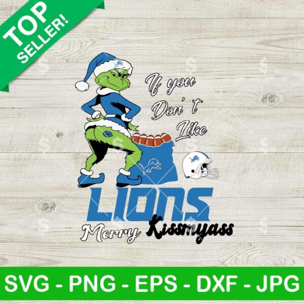 Detroit Lions Grinch Merry Kissmyass SVG